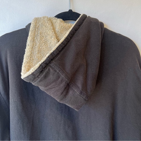 Quiksilver sherpa lined hoodie L large Black Full zip Mens Hooded sweatshirt - Picture 10 of 10